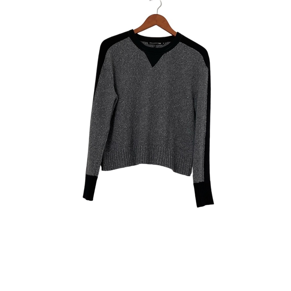 rag & bone Gray and Black Crew Neck Sweater